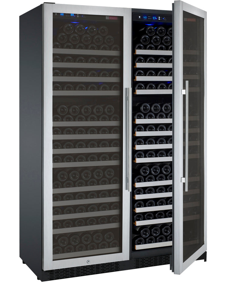 47" Wide FlexCount II Tru-Vino 354 Bottle Dual Zone Stainless Steel Side-by-Side Wine Refrigerator - BF 2X-VSWR177-1S20-Wine Coolers-The Wine Cooler Club