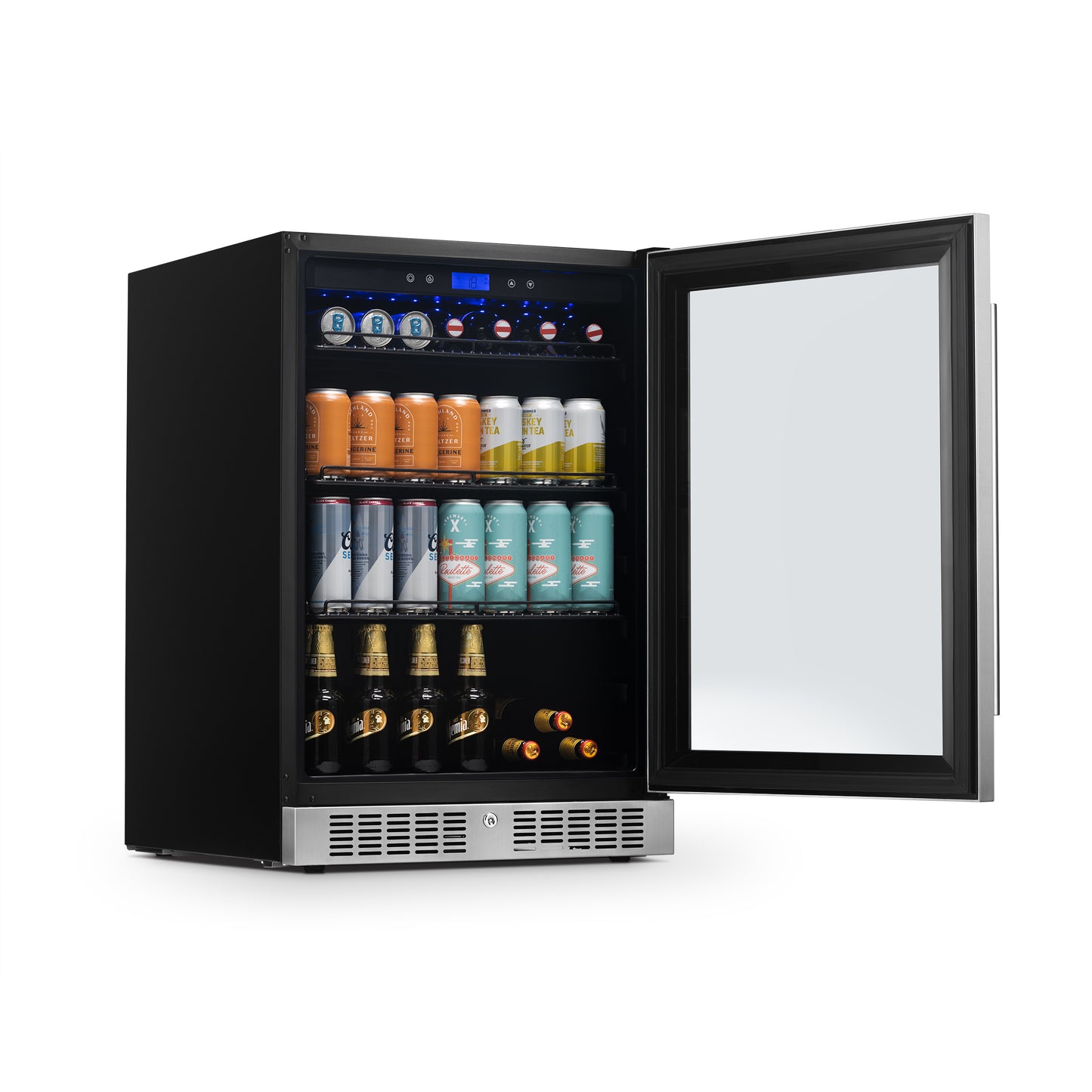 Newair 24” Built-in Premium 224 Can Beverage Fridge with Color Changing LED Lights NBC224SS00-Beverage Fridges-The Wine Cooler Club