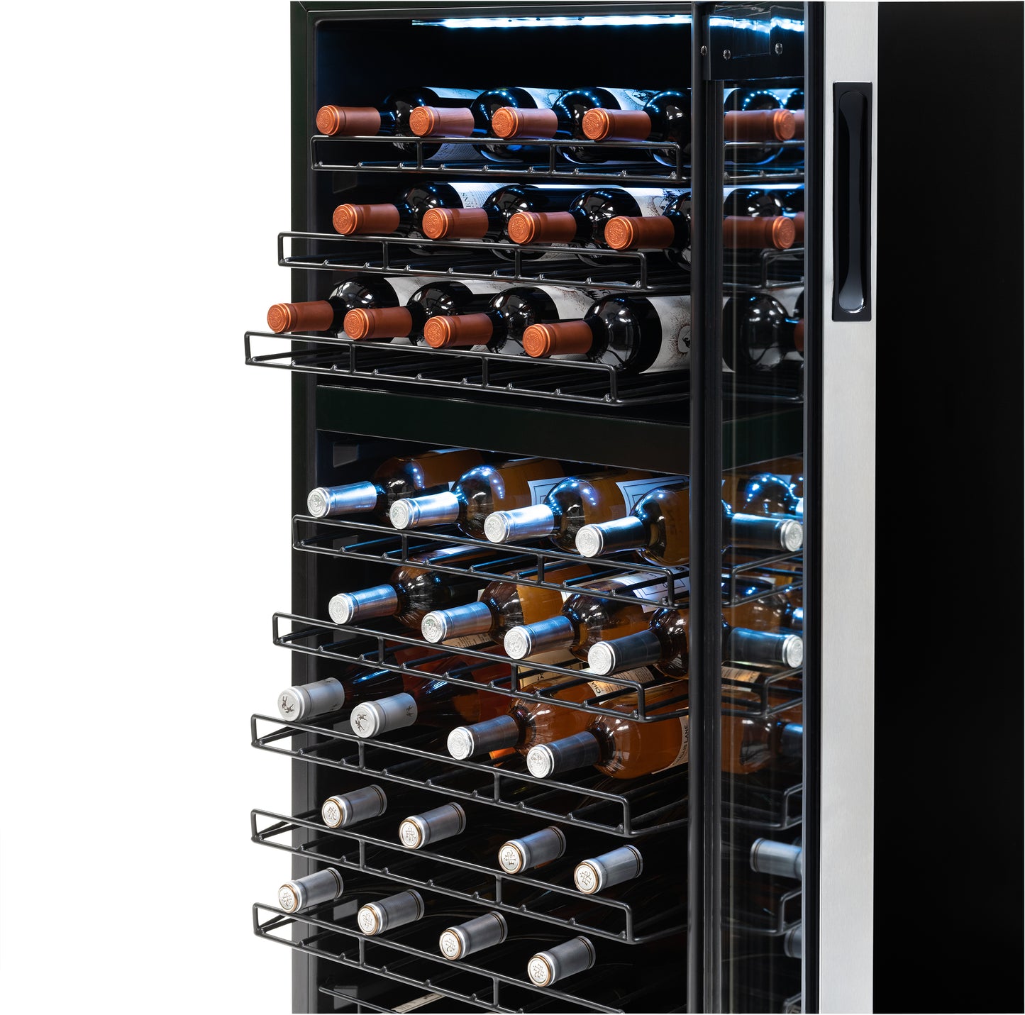 Newair Freestanding 76 Bottle Dual Zone Wine Fridge with Low-Vibration Ultra-Quiet Inverter Compressor and Adjustable Racks NWC076SS00-Wine Fridges-The Wine Cooler Club