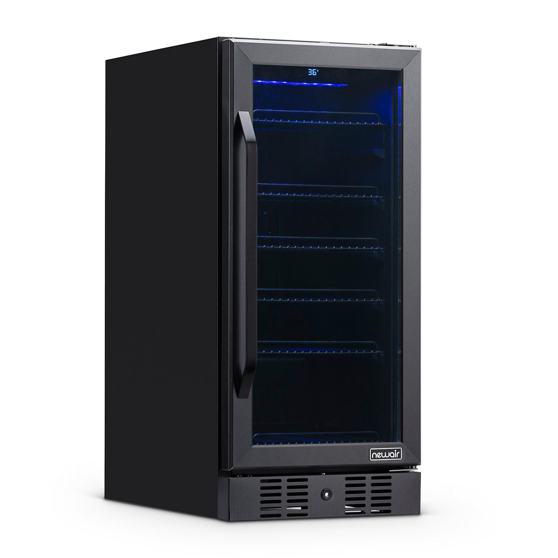 Newair 15” Built-in 96 Can Beverage Fridge in Black Stainless Steel NBC096BS00-Beverage Fridges-The Wine Cooler Club