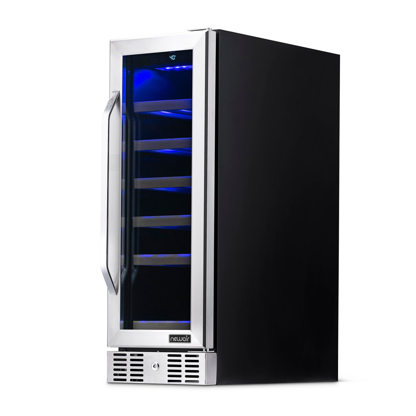 Newair 12" Built-In 19 Bottle Wine Fridge in Stainless Steel, with Premium Beech Wood Shelves AWR-190SB-Wine Fridges-The Wine Cooler Club