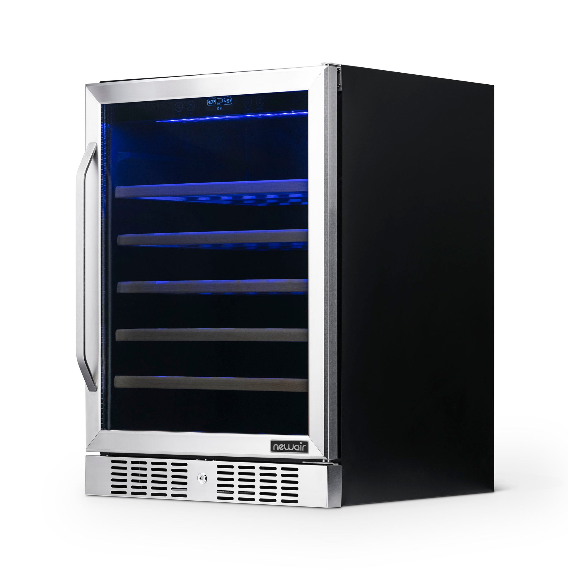 Newair 24" Built-In 52 Bottle Compressor Wine Fridge in Stainless Steel with Premium Beech Wood Shelves AWR-520SB-Wine Fridges-The Wine Cooler Club