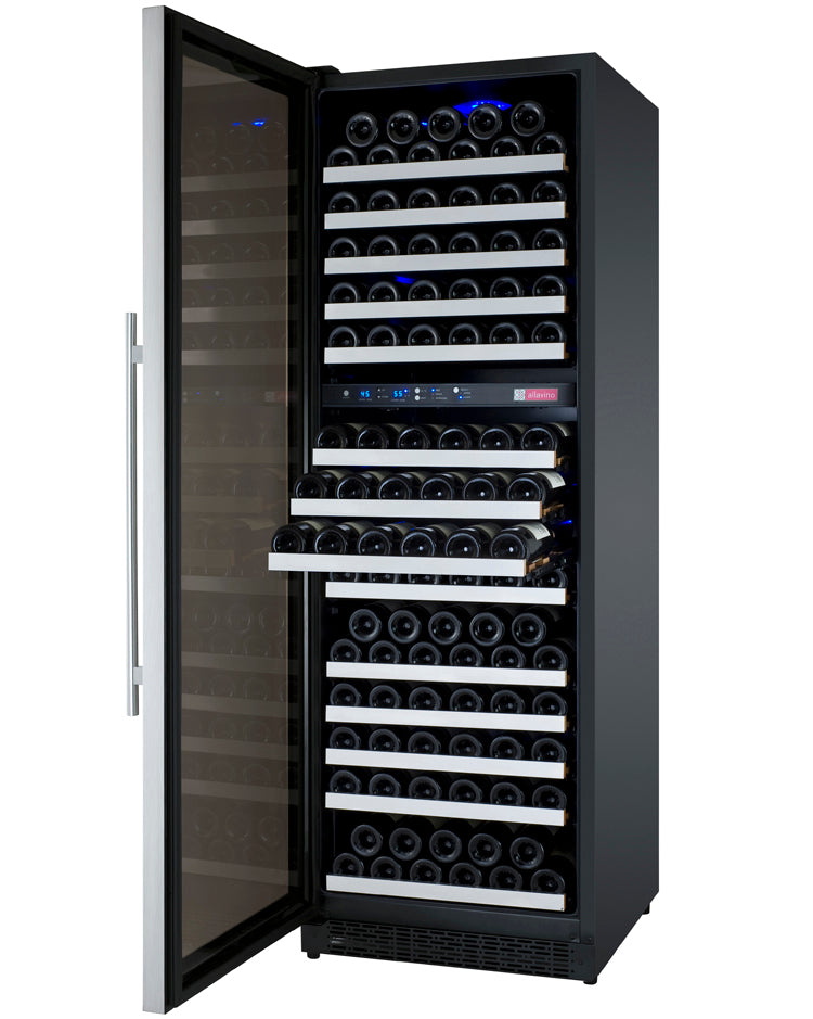 24" Wide FlexCount II Tru-Vino 172 Bottle Dual Zone Stainless Steel Left and Right Hinge Wine Refrigerator-Wine Coolers-The Wine Cooler Club