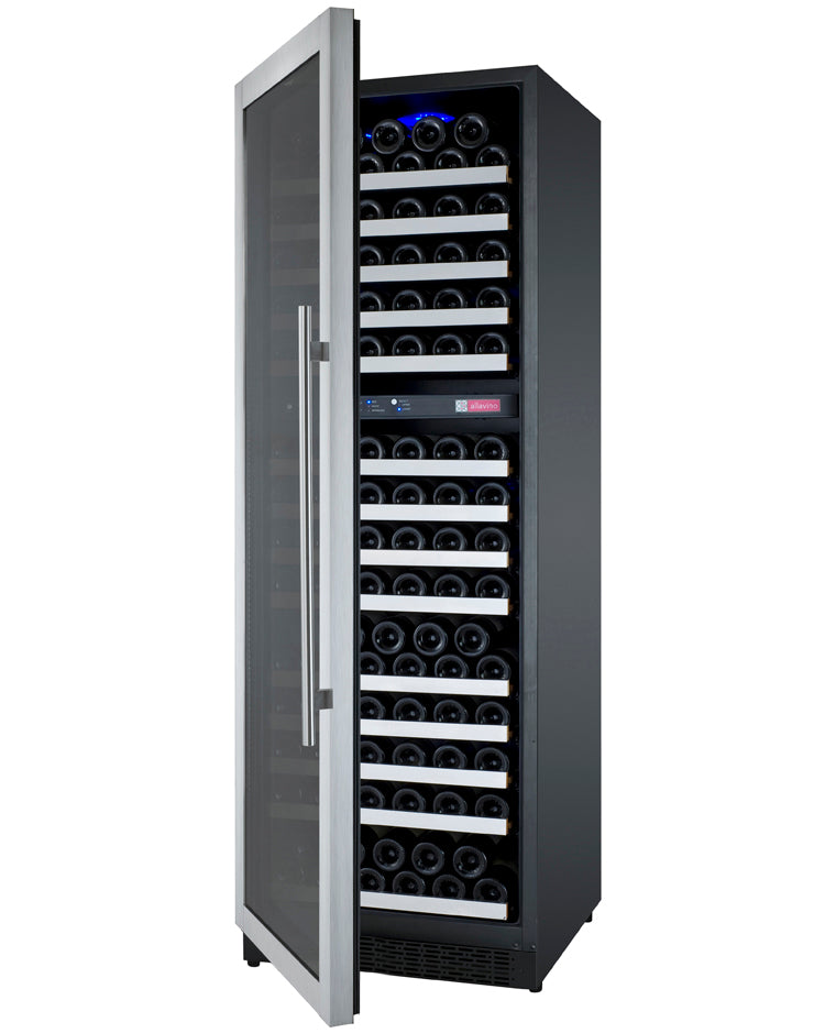 24" Wide FlexCount II Tru-Vino 172 Bottle Dual Zone Stainless Steel Left and Right Hinge Wine Refrigerator-Wine Coolers-The Wine Cooler Club