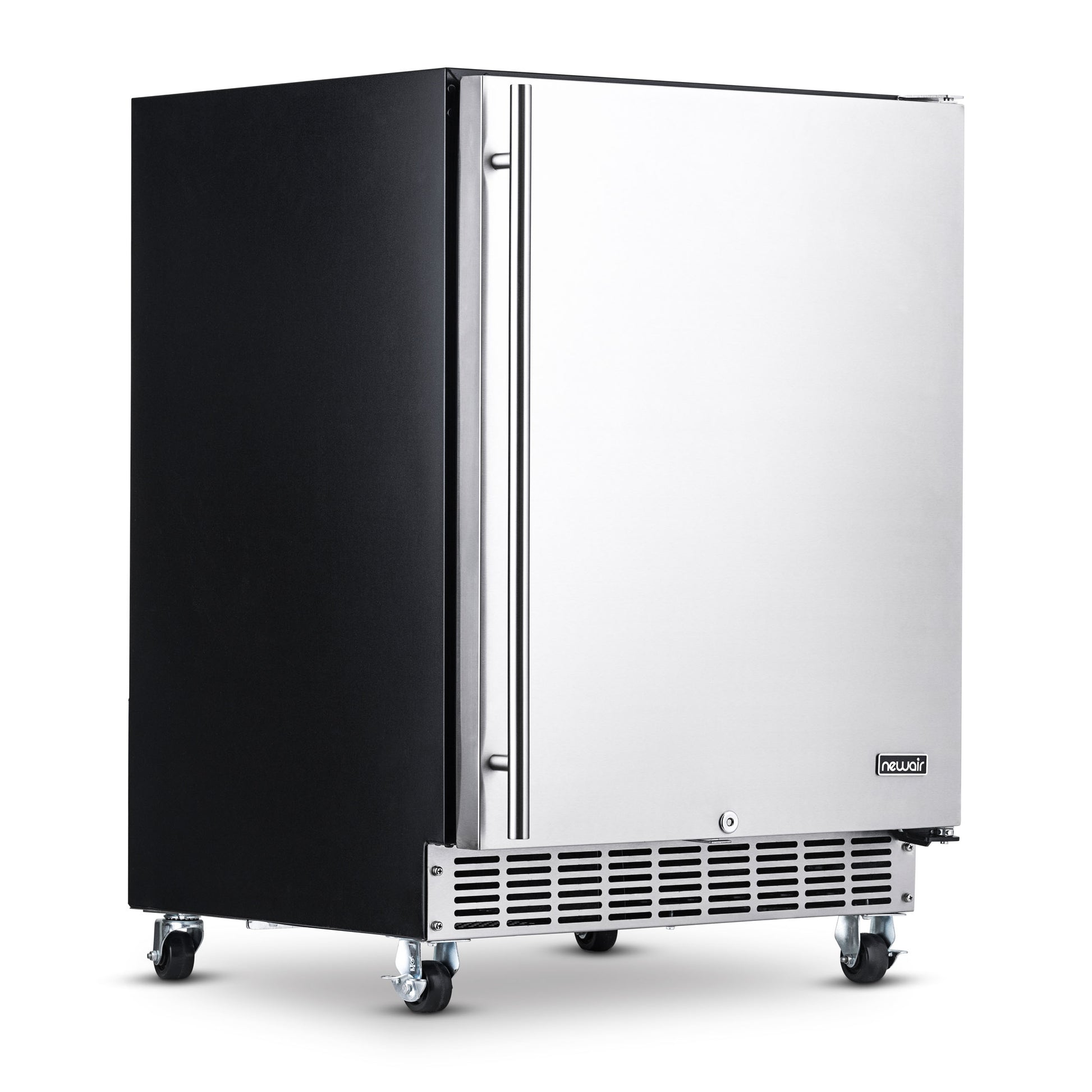 Newair 24” Built-in 160 Can Outdoor Beverage Fridge in Weatherproof Stainless Steel with Auto-Closing Door and Easy Glide Casters NOF160SS00-Beverage Fridges-The Wine Cooler Club