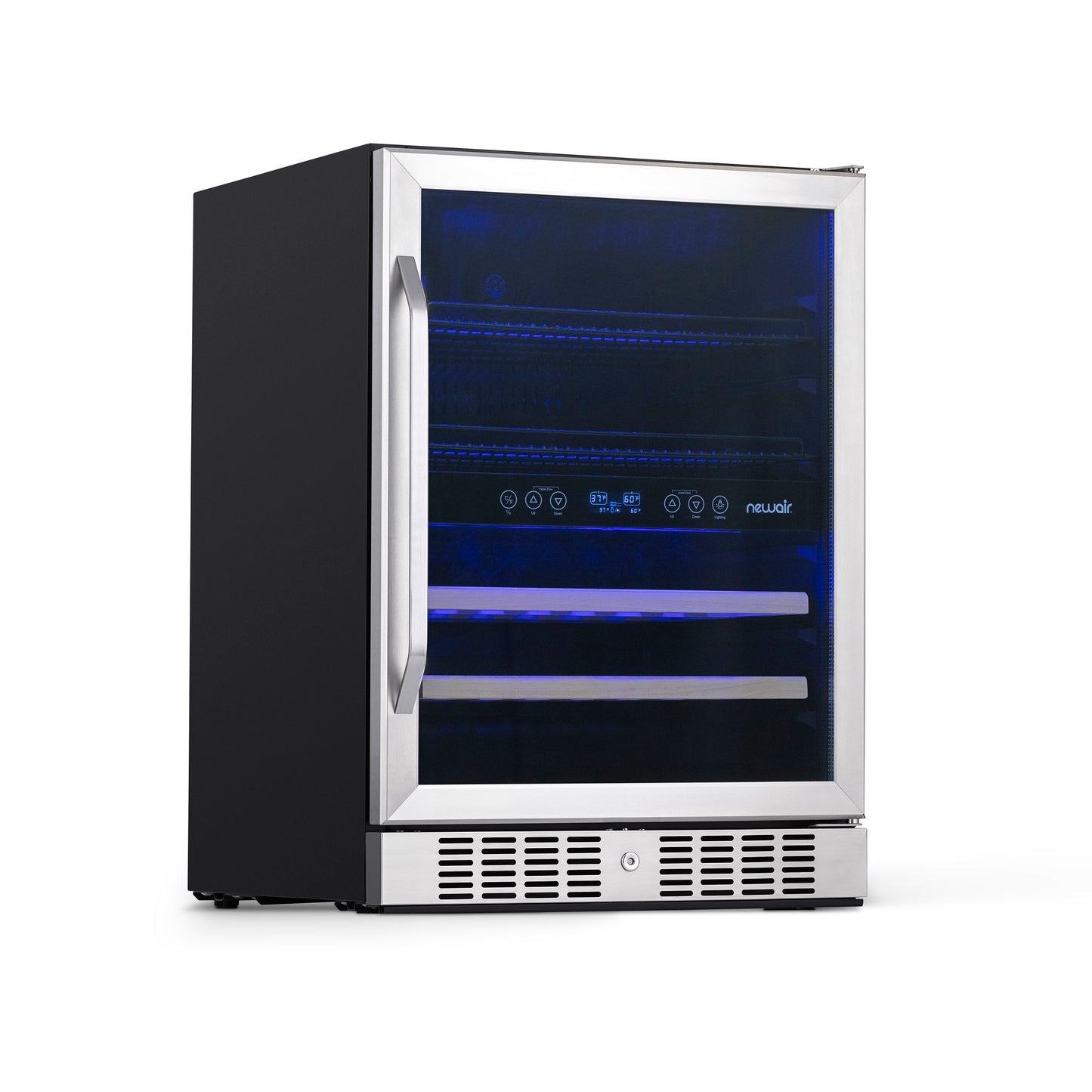 Newair 24” Built-in Dual Zone 20 Bottle and 70 Can Wine and Beverage Fridge in Stainless Steel with SplitShelf™ and Smooth Rolling Shelves AWB-400DB-Wine and Beverage Fridges-The Wine Cooler Club