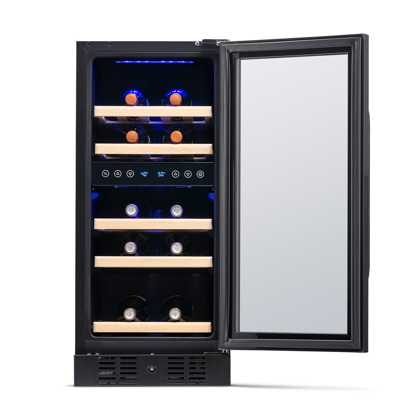 Newair 15” Built-in 29 Bottle Dual Zone Wine Fridge in Black Stainless Steel NWC029BS00-Wine Fridges-The Wine Cooler Club