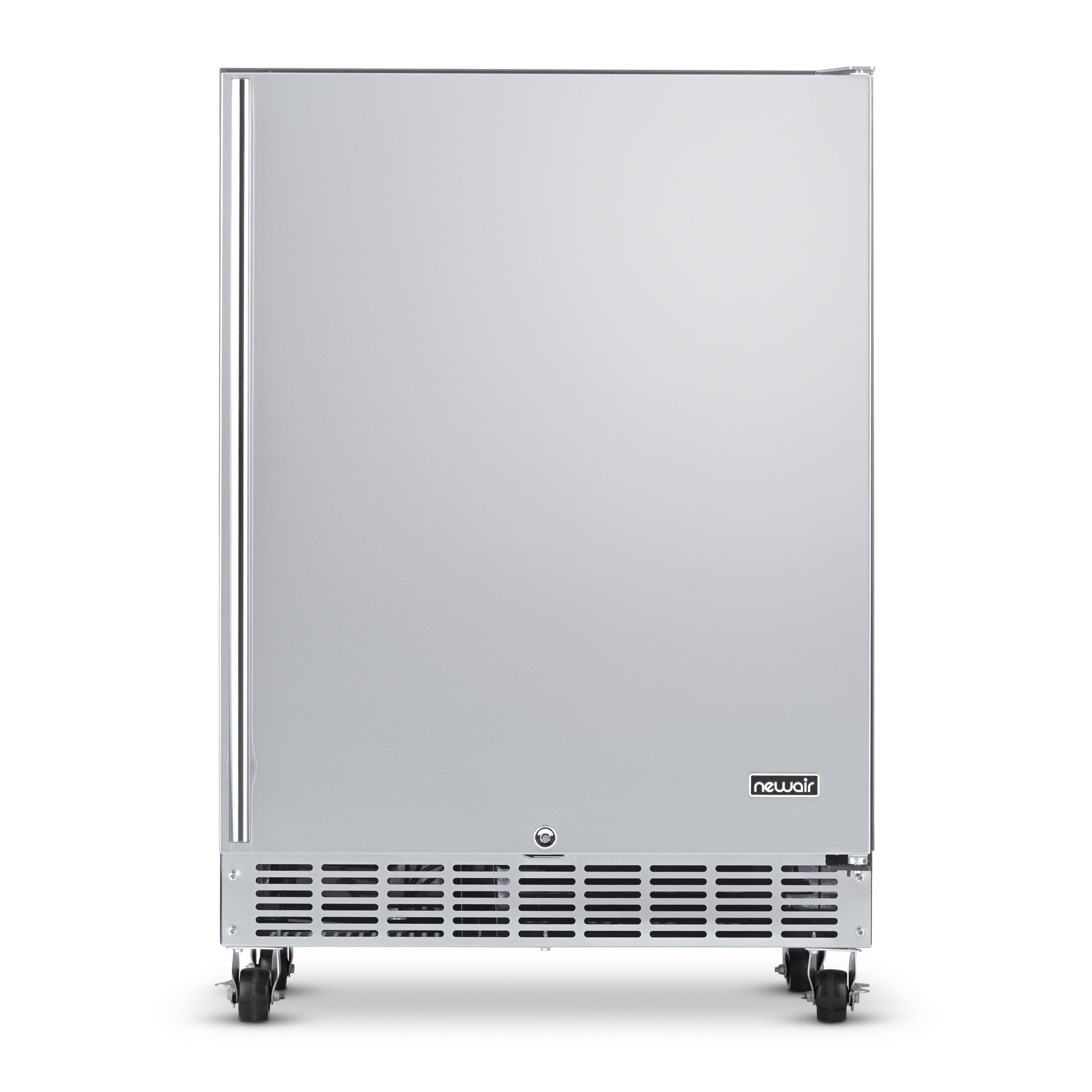Newair 24” Built-in 160 Can Outdoor Beverage Fridge in Weatherproof Stainless Steel with Auto-Closing Door and Easy Glide Casters NOF160SS00-Beverage Fridges-The Wine Cooler Club