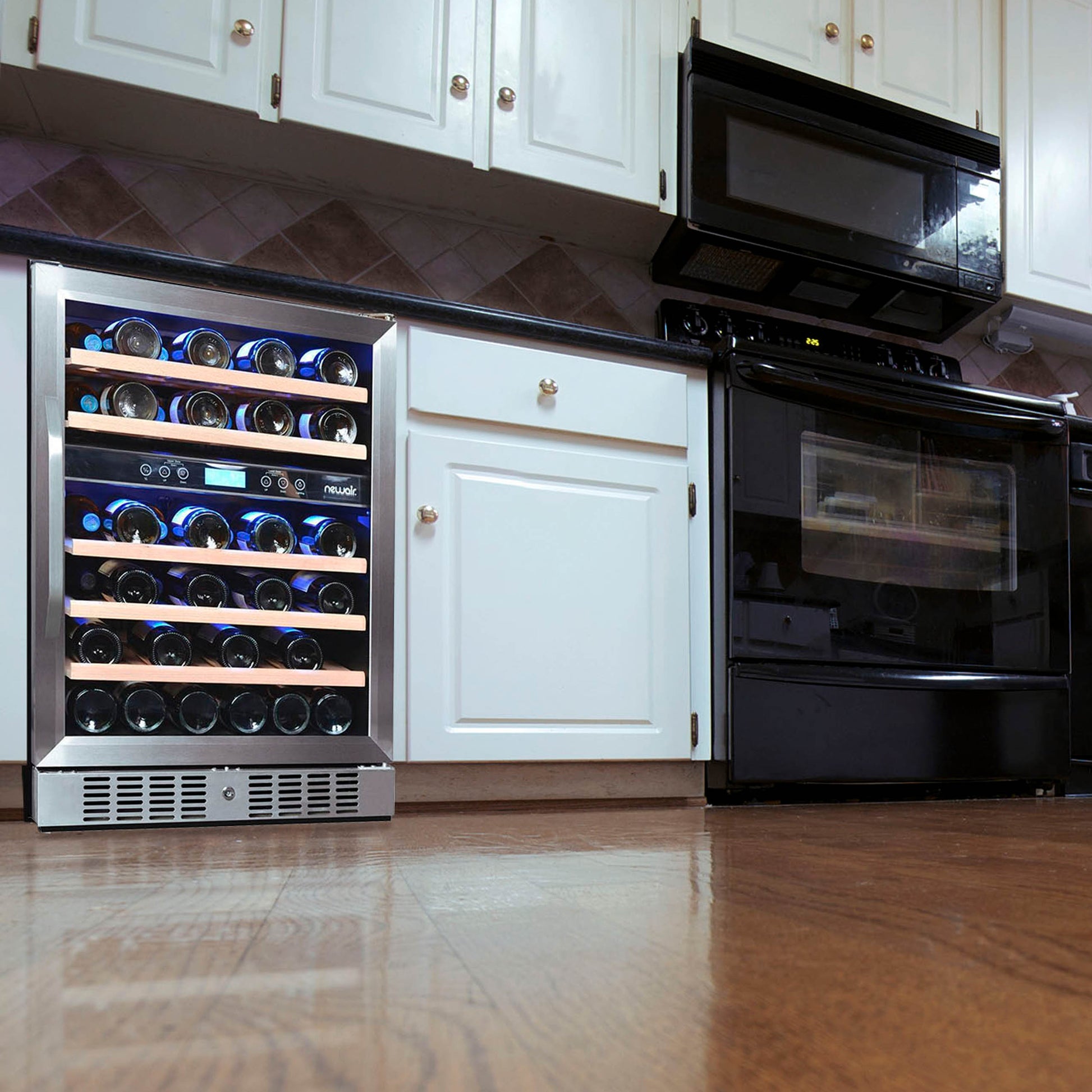 Newair 24” Built-in 46 Bottle Dual Zone Wine Fridge in Stainless Steel, Quiet Operation with Beech Wood Shelves AWR-460DB-Wine Fridges-The Wine Cooler Club