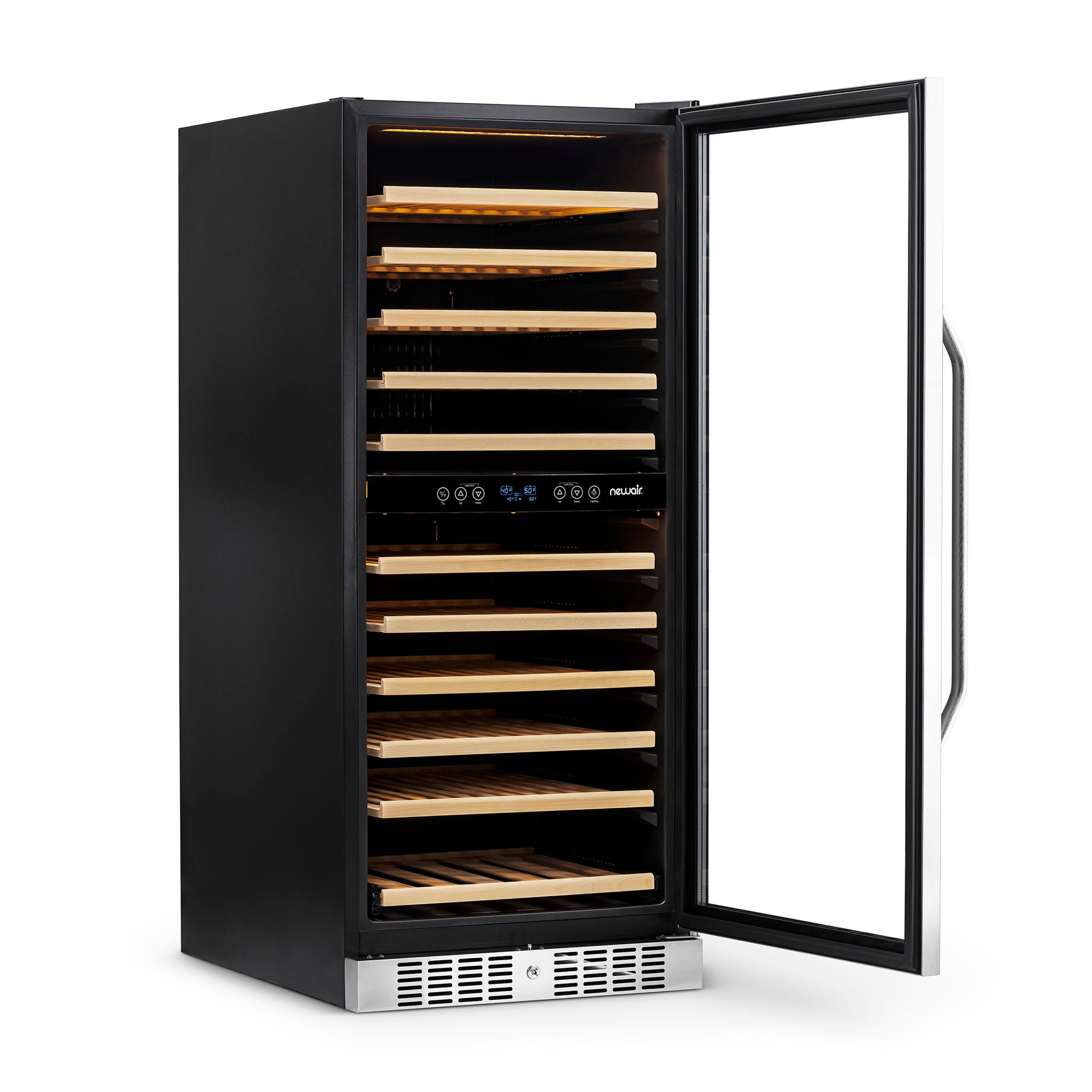 Newair 27” Built-in 116 Bottle Dual Zone Compressor Wine Fridge in Stainless Steel, Quiet Operation with Smooth Rolling Shelves AWR-1160DB-Wine Fridges-The Wine Cooler Club