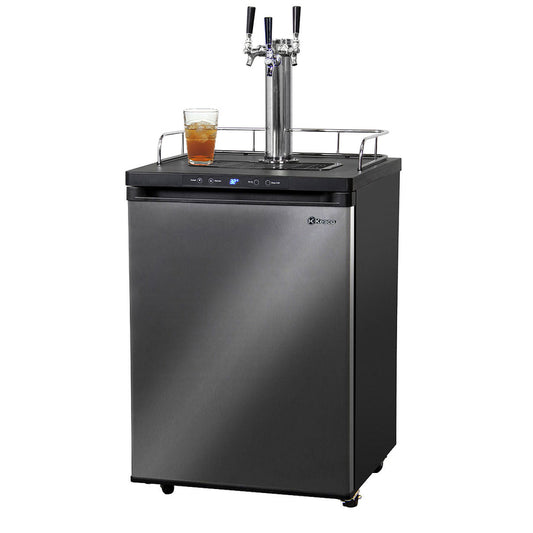 24" Wide Kombucha Triple Tap Black Stainless Steel Digital Kegerator-Kegerators-The Wine Cooler Club