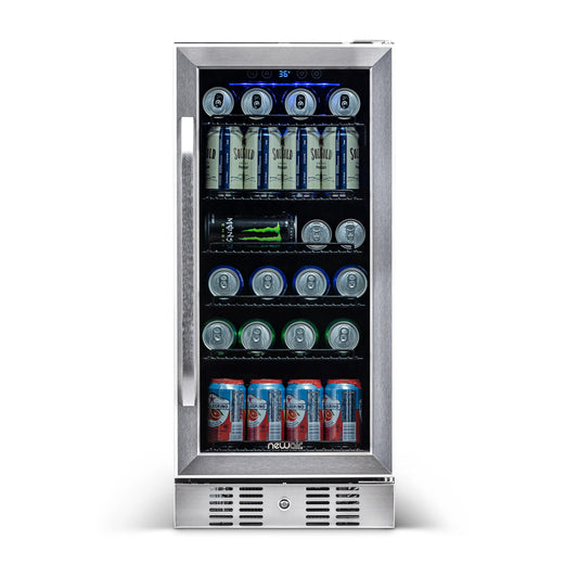 Newair 15” Built-in 96 Can Beverage Fridge in Stainless Steel ABR-960-Beverage Fridges-The Wine Cooler Club