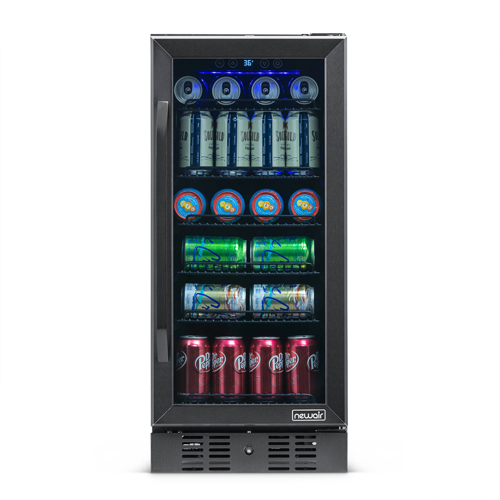 Newair 15” Built-in 96 Can Beverage Fridge in Black Stainless Steel NBC096BS00-Beverage Fridges-The Wine Cooler Club