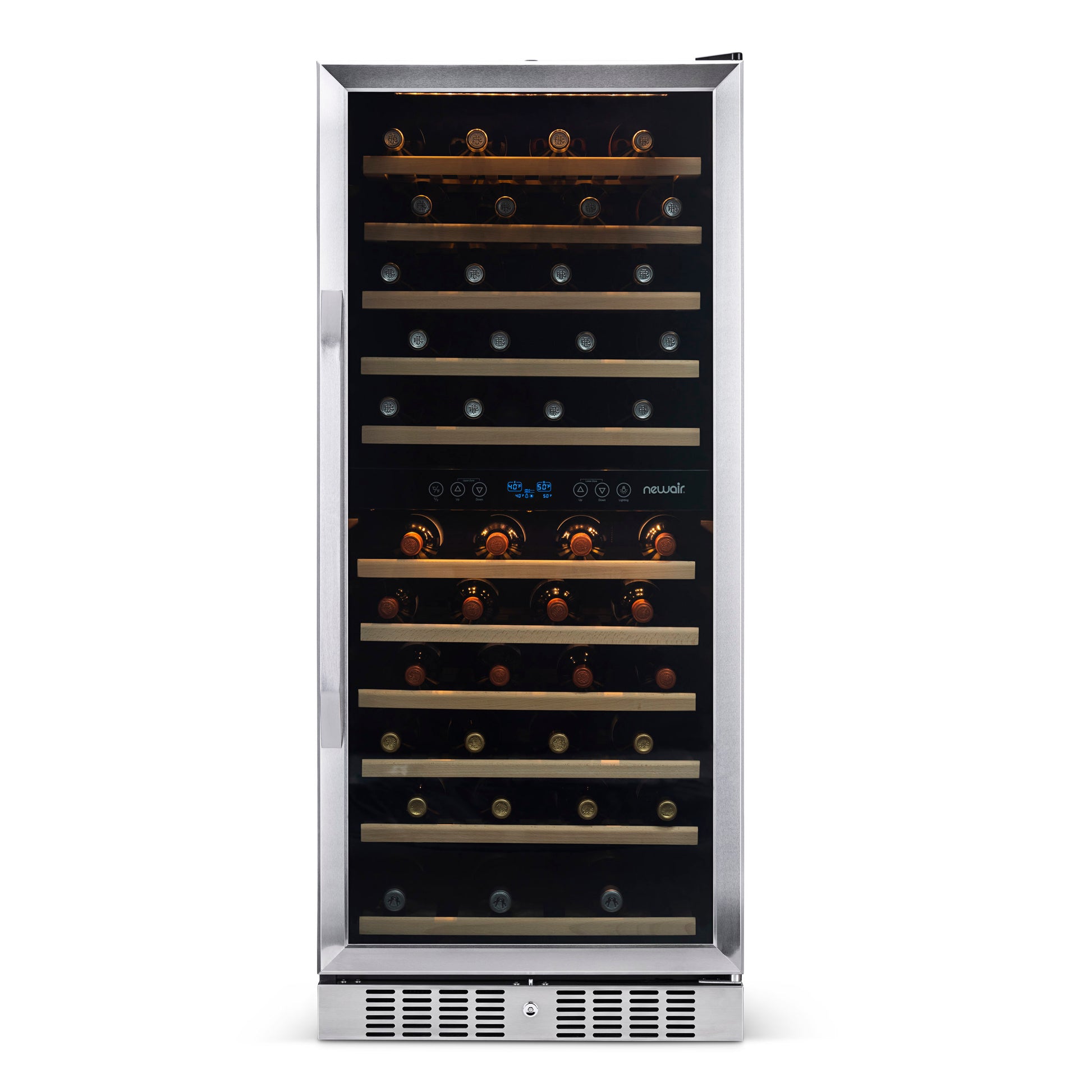 Newair 27” Built-in 116 Bottle Dual Zone Compressor Wine Fridge in Stainless Steel, Quiet Operation with Smooth Rolling Shelves AWR-1160DB-Wine Fridges-The Wine Cooler Club