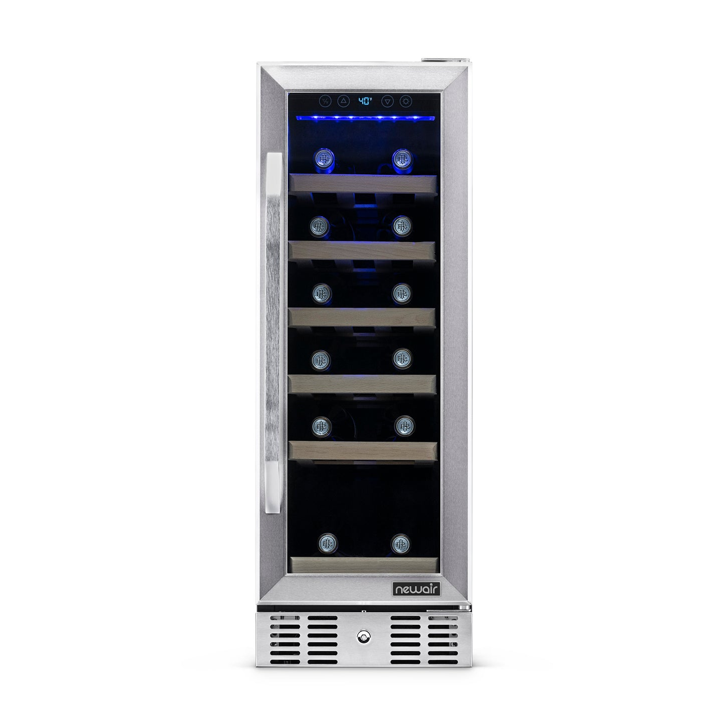 Newair 12" Built-In 19 Bottle Wine Fridge in Stainless Steel, with Premium Beech Wood Shelves AWR-190SB-Wine Fridges-The Wine Cooler Club