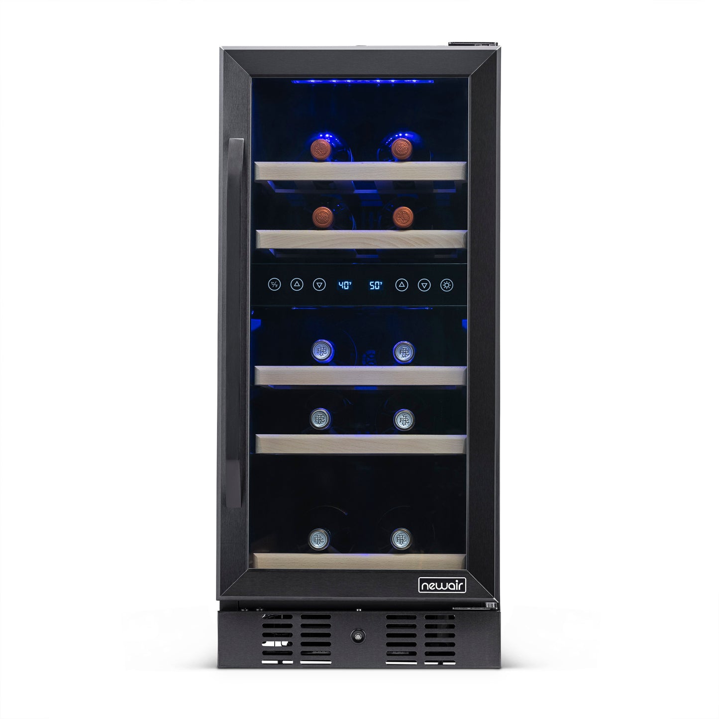 Newair 15” Built-in 29 Bottle Dual Zone Wine Fridge in Black Stainless Steel NWC029BS00-Wine Fridges-The Wine Cooler Club