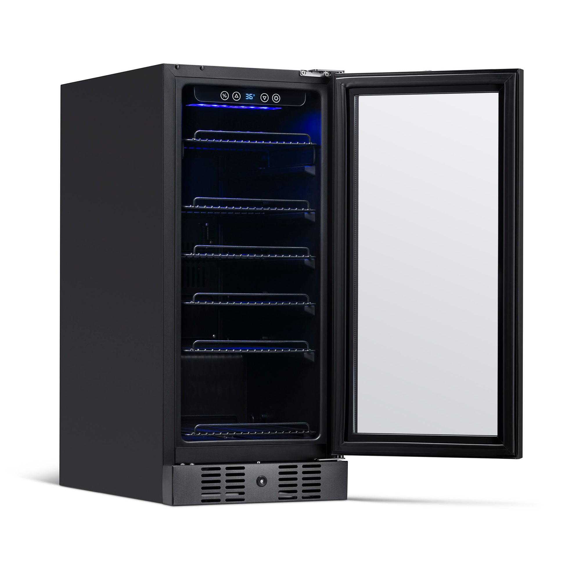 Newair 15” Built-in 96 Can Beverage Fridge in Black Stainless Steel NBC096BS00-Beverage Fridges-The Wine Cooler Club