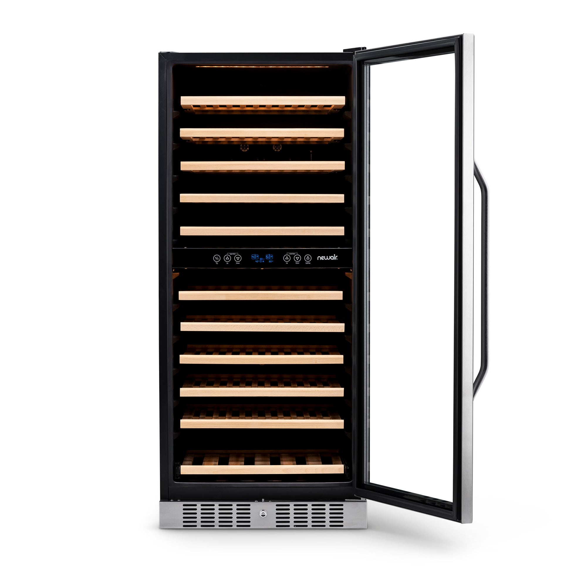 Newair 27” Built-in 116 Bottle Dual Zone Compressor Wine Fridge in Stainless Steel, Quiet Operation with Smooth Rolling Shelves AWR-1160DB-Wine Fridges-The Wine Cooler Club