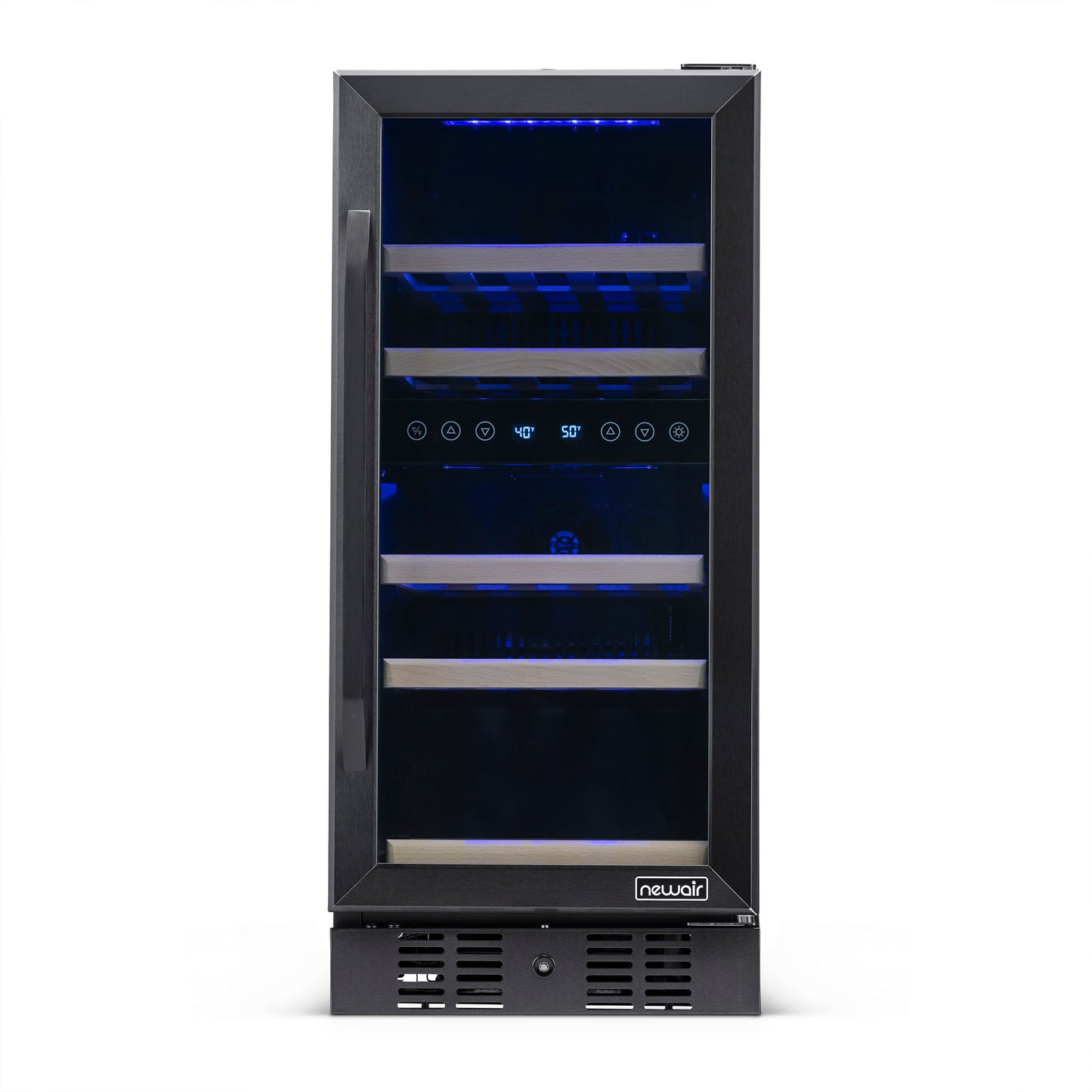 Newair 15” Built-in 29 Bottle Dual Zone Wine Fridge in Black Stainless Steel NWC029BS00-Wine Fridges-The Wine Cooler Club