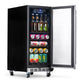 Newair 15” Built-in 90 Can Outdoor Beverage Fridge in Weatherproof Stainless Steel with Auto-Closing Door and Easy Glide Casters NOF090SS00-Beverage Fridges-The Wine Cooler Club