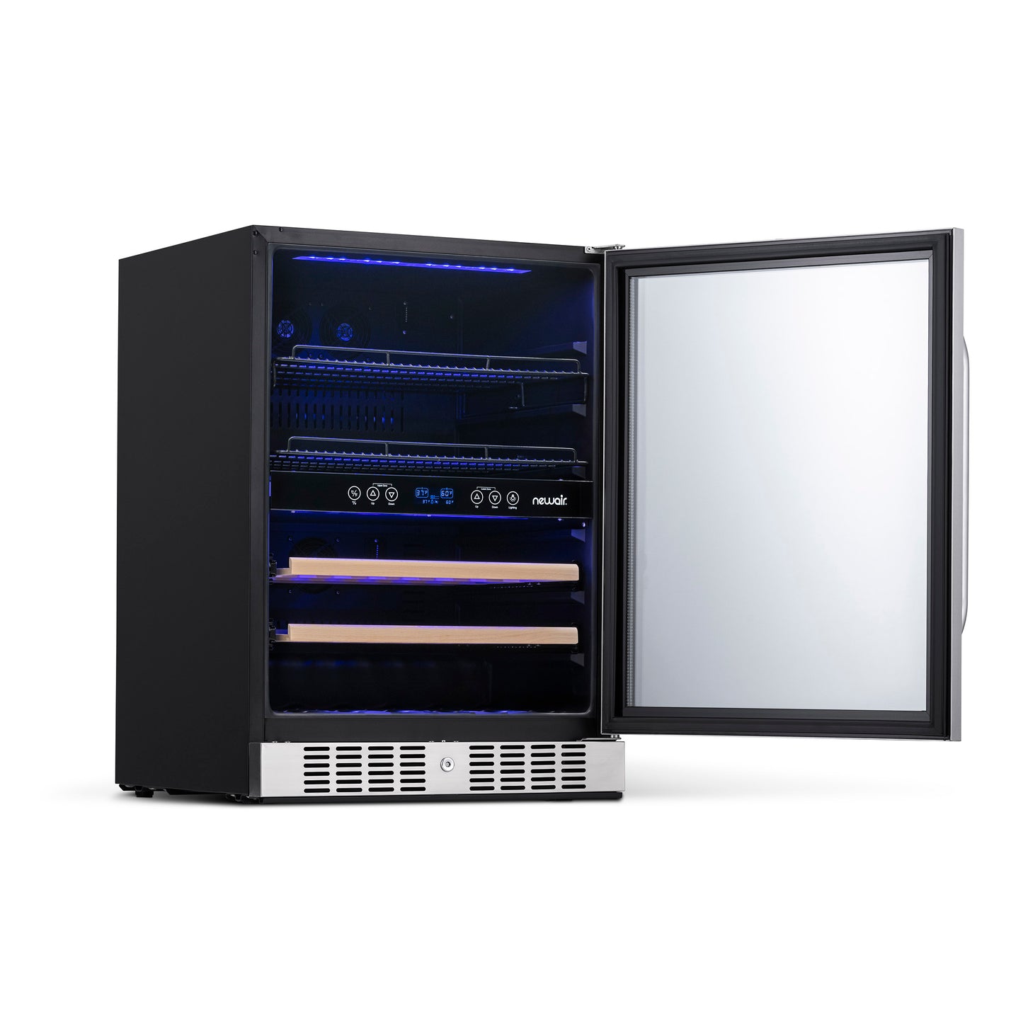 Newair 24” Built-in Dual Zone 20 Bottle and 70 Can Wine and Beverage Fridge in Stainless Steel with SplitShelf™ and Smooth Rolling Shelves AWB-400DB-Wine and Beverage Fridges-The Wine Cooler Club