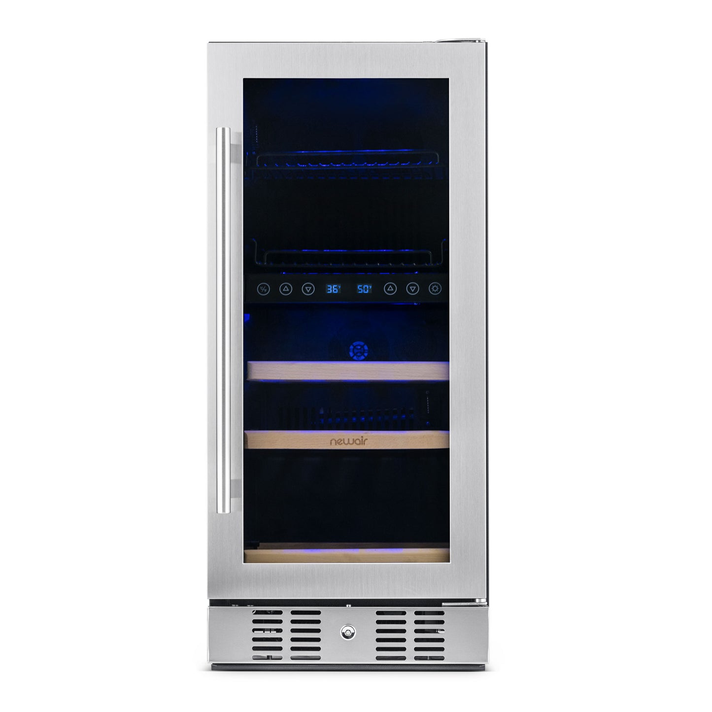Newair 15” Premium Built-in Dual Zone 9 Bottle and 48 Can Wine and Beverage Fridge in Stainless Steel with SplitShelf™ NWB057SS00-Wine and Beverage Fridges-The Wine Cooler Club