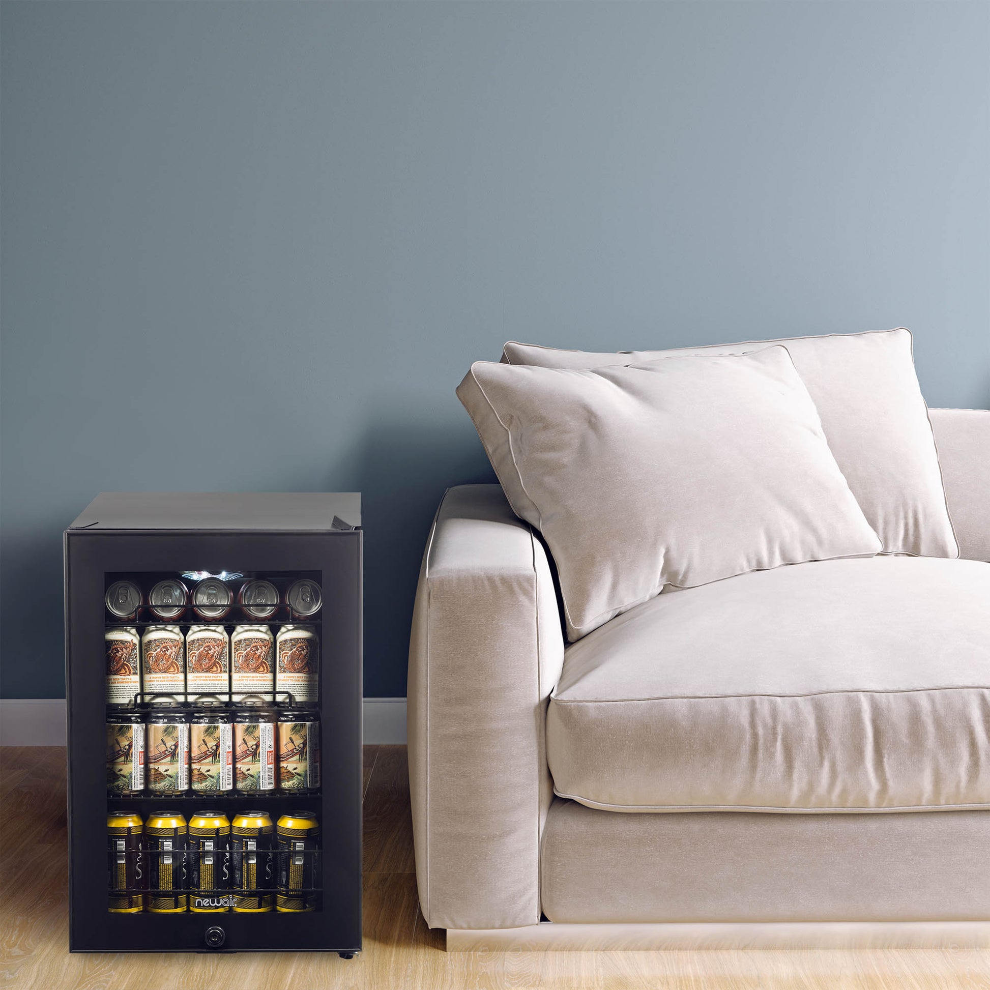 Newair 90 Can Freestanding Beverage Fridge in Onyx Black, with Adjustable Shelves and Lock AB-850B-Beverage Fridges-The Wine Cooler Club