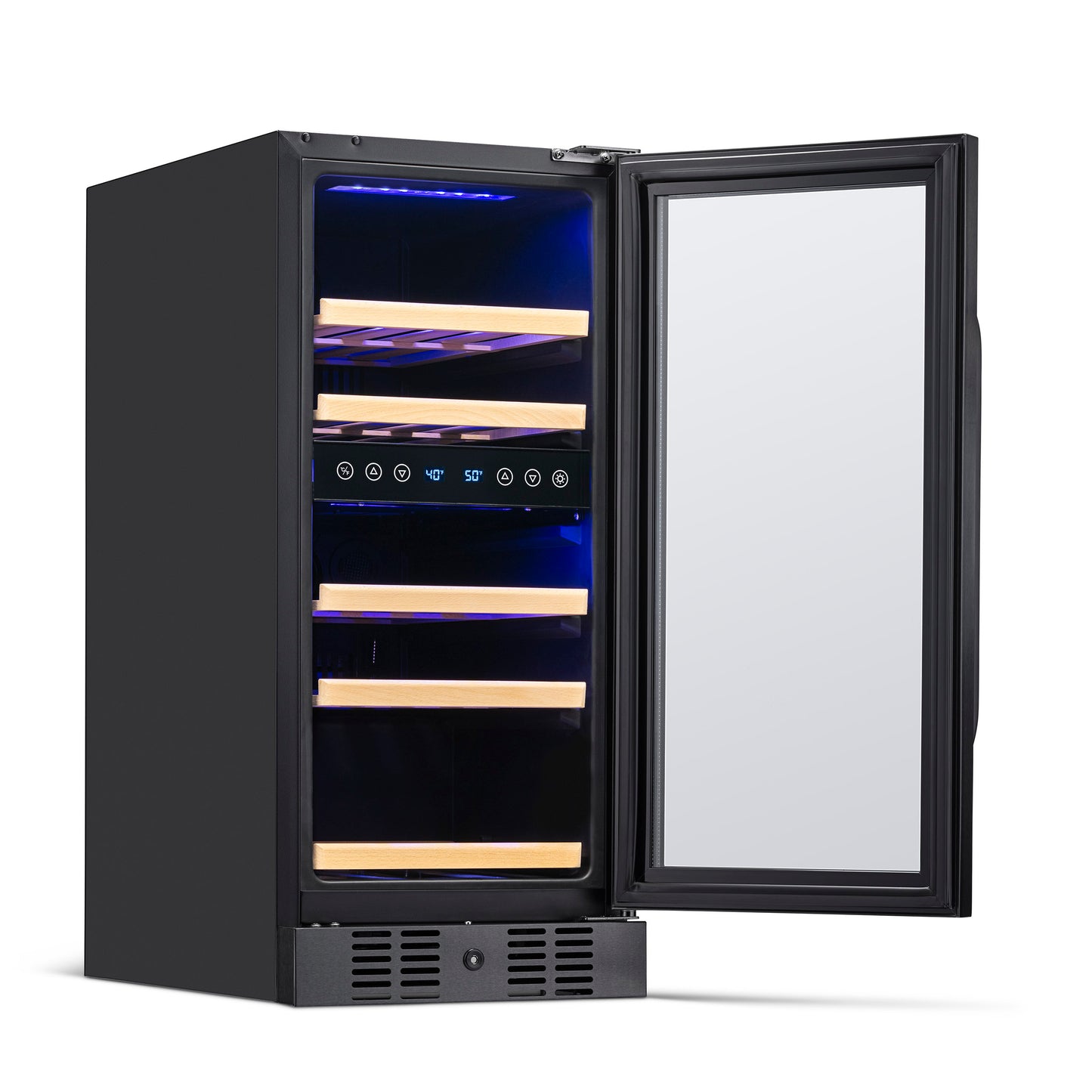 Newair 15” Built-in 29 Bottle Dual Zone Wine Fridge in Black Stainless Steel NWC029BS00-Wine Fridges-The Wine Cooler Club