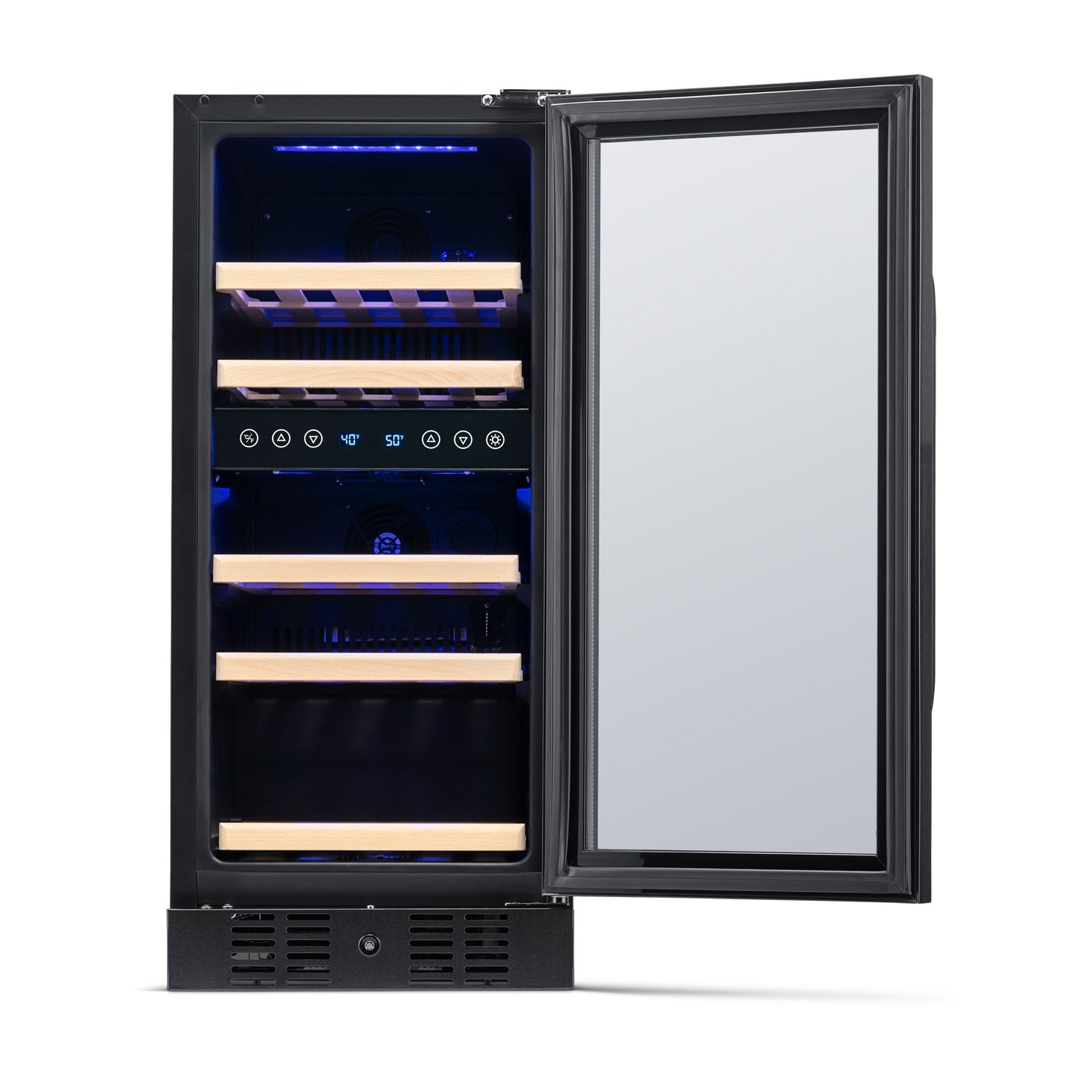 Newair 15” Built-in 29 Bottle Dual Zone Wine Fridge in Black Stainless Steel NWC029BS00-Wine Fridges-The Wine Cooler Club