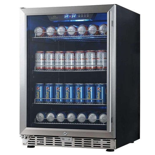 Kingsbottle 24 inch Beverage Refrigerator | Triple Glassdoor With Two Low-E KBUSF54B-SS-Wine Coolers-The Wine Cooler Club