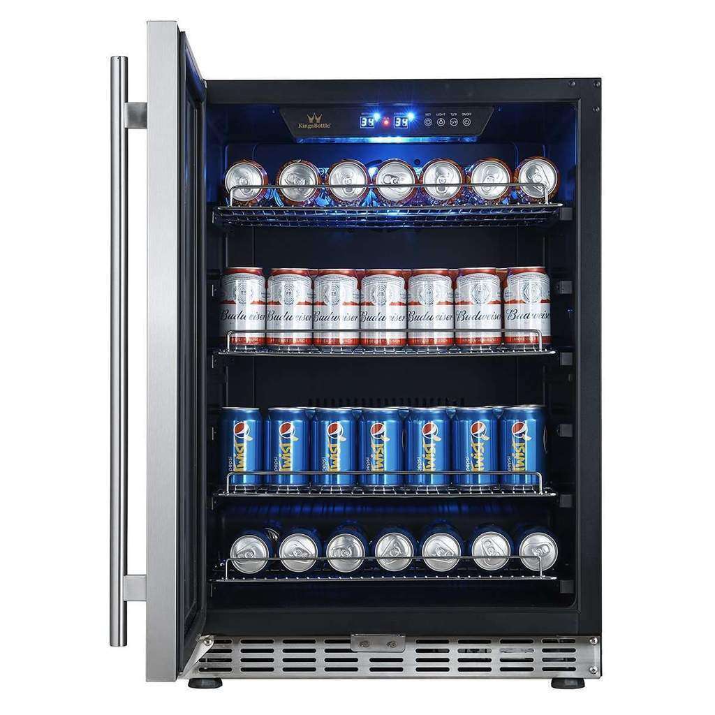 Kingsbottle 24 inch Beverage Refrigerator | Triple Glassdoor With Two Low-E KBUSF54B-SS-Wine Coolers-The Wine Cooler Club