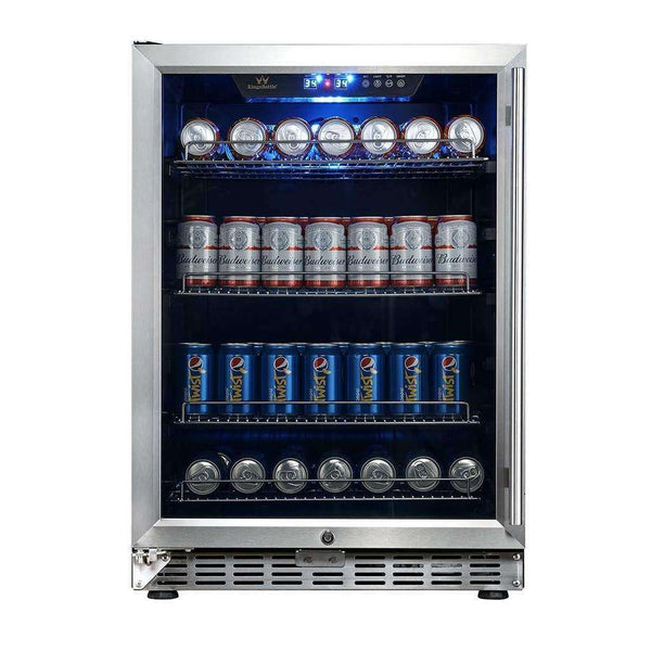 Kingsbottle 24 inch Beverage Refrigerator | Triple Glassdoor With Two Low-E KBUSF54B-SS-Wine Coolers-The Wine Cooler Club