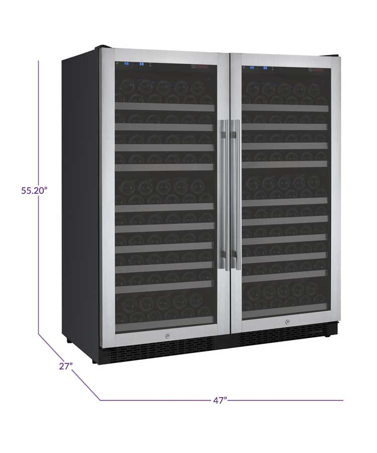 47" Wide FlexCount II Tru-Vino 256 Bottle Dual Zone Stainless Steel Side-by-Side Wine Refrigerator - BF 2X-VSWR128-1S20-Wine Coolers-The Wine Cooler Club