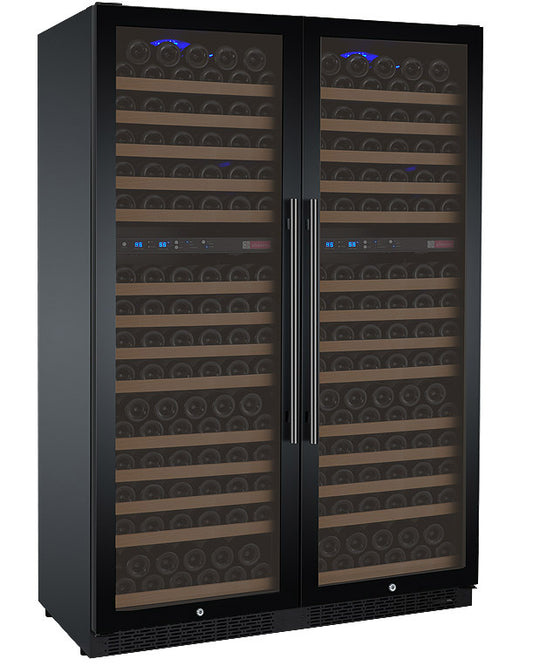 47" Wide FlexCount II Tru-Vino 344 Bottle Four Zone Black Side-by-Side Wine Refrigerator - BF 2X-VSWR172-2B20-Wine Coolers-The Wine Cooler Club