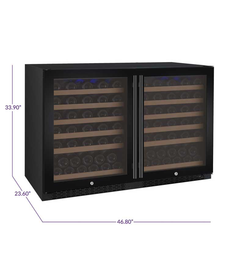 47" Wide FlexCount II Tru-Vino 112 Bottle Dual Zone Black Side-by-Side Wine Refrigerator - BF 2X-VSWR56-1B20-Wine Coolers-The Wine Cooler Club