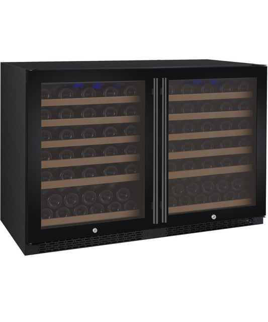 47" Wide FlexCount II Tru-Vino 112 Bottle Dual Zone Black Side-by-Side Wine Refrigerator - BF 2X-VSWR56-1B20-Wine Coolers-The Wine Cooler Club