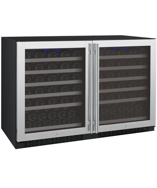 47" Wide FlexCount II Tru-Vino 112 Bottle Dual-Zone Stainless Steel Side-by-Side Wine Refrigerator - BF 2X-VSWR56-1S20-Wine Coolers-The Wine Cooler Club