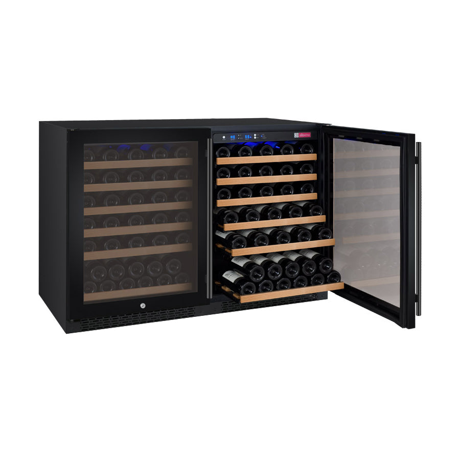 47" Wide FlexCount II Tru-Vino 112 Bottle Dual Zone Black Side-by-Side Wine Refrigerator - BF 2X-VSWR56-1B20-Wine Coolers-The Wine Cooler Club