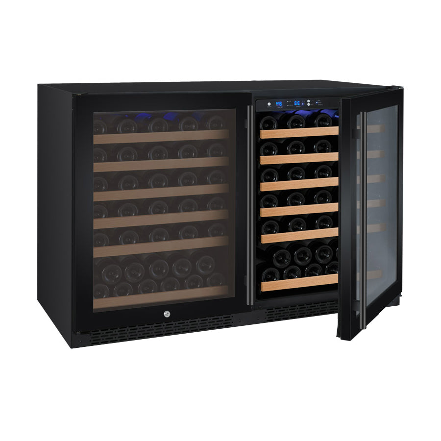 47" Wide FlexCount II Tru-Vino 112 Bottle Dual Zone Black Side-by-Side Wine Refrigerator - BF 2X-VSWR56-1B20-Wine Coolers-The Wine Cooler Club