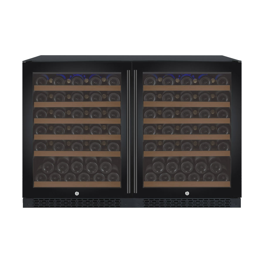 47" Wide FlexCount II Tru-Vino 112 Bottle Dual Zone Black Side-by-Side Wine Refrigerator - BF 2X-VSWR56-1B20-Wine Coolers-The Wine Cooler Club