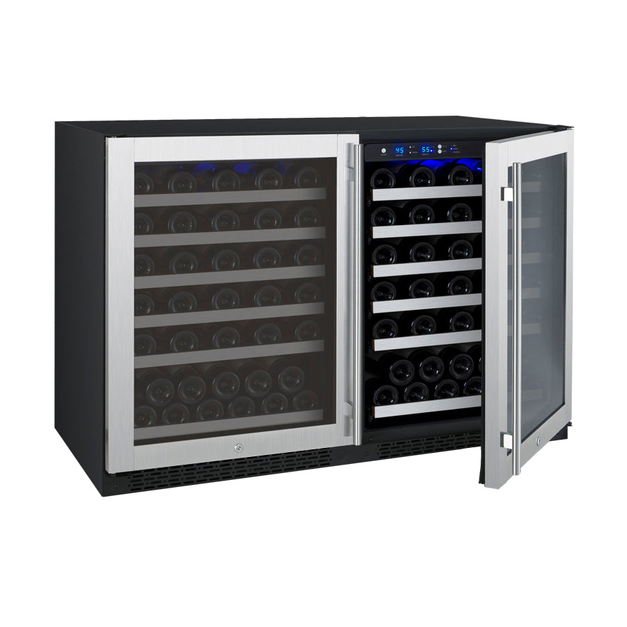 47" Wide FlexCount II Tru-Vino 112 Bottle Dual-Zone Stainless Steel Side-by-Side Wine Refrigerator - BF 2X-VSWR56-1S20-Wine Coolers-The Wine Cooler Club