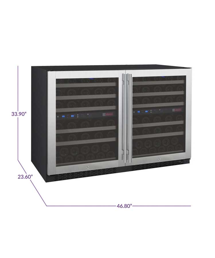 47" Wide FlexCount II Tru-Vino 112 Bottle Dual-Zone Stainless Steel Side-by-Side Wine Refrigerator - BF 2X-VSWR56-1S20-Wine Coolers-The Wine Cooler Club