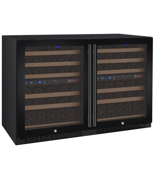 47" Wide FlexCount II Tru-Vino 112 Bottle Four Zone Black Side-by-Side Wine Refrigerator - BF 2X-VSWR56-2B20-Wine Coolers-The Wine Cooler Club