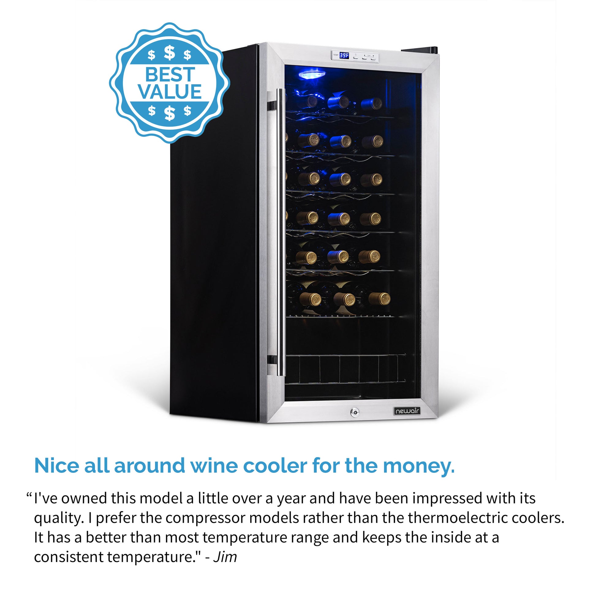 Newair Freestanding 27 Bottle Compressor Wine Fridge AWC-270E-Wine Fridges-The Wine Cooler Club