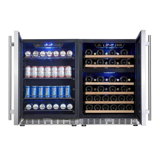 Kingsbottle 48" 3-Zone LOW E Glass Beverage and Wine Cooler Combo KBUSF54BW-Wine Coolers-The Wine Cooler Club