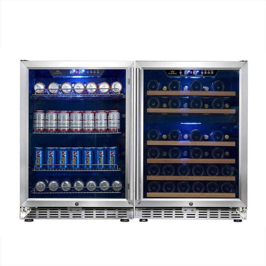 Kingsbottle 48" 3-Zone LOW E Glass Beverage and Wine Cooler Combo KBUSF54BW-Wine Coolers-The Wine Cooler Club