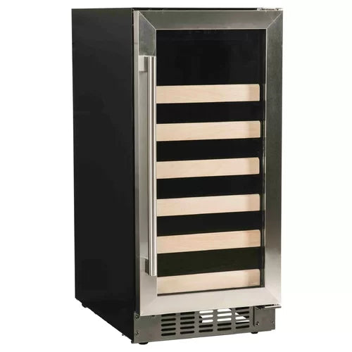 Azure 15 Inch Wine Center with Blue LED Lighting,, Field Reversible Door, 3 cu. ft. Capacity: Stainless Steel-Wine Coolers-The Wine Cooler Club