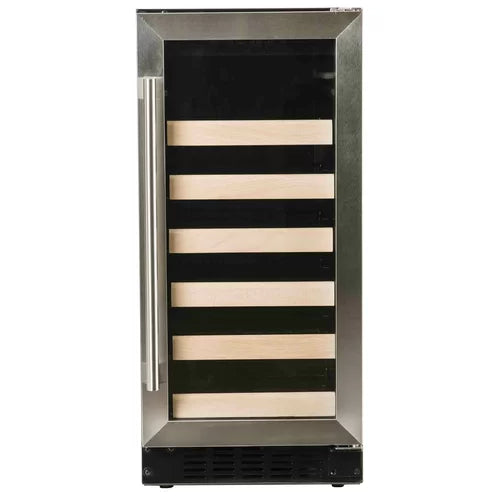 Azure 15 Inch Wine Center with Blue LED Lighting,, Field Reversible Door, 3 cu. ft. Capacity: Stainless Steel-Wine Coolers-The Wine Cooler Club
