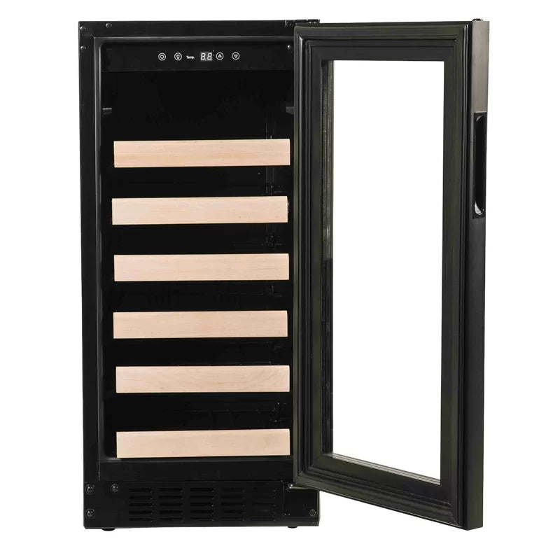 Azure 15 Inch Wine Center with Blue LED Lighting,, Field Reversible Door, 3 cu. ft. Capacity: Stainless Steel-Wine Coolers-The Wine Cooler Club