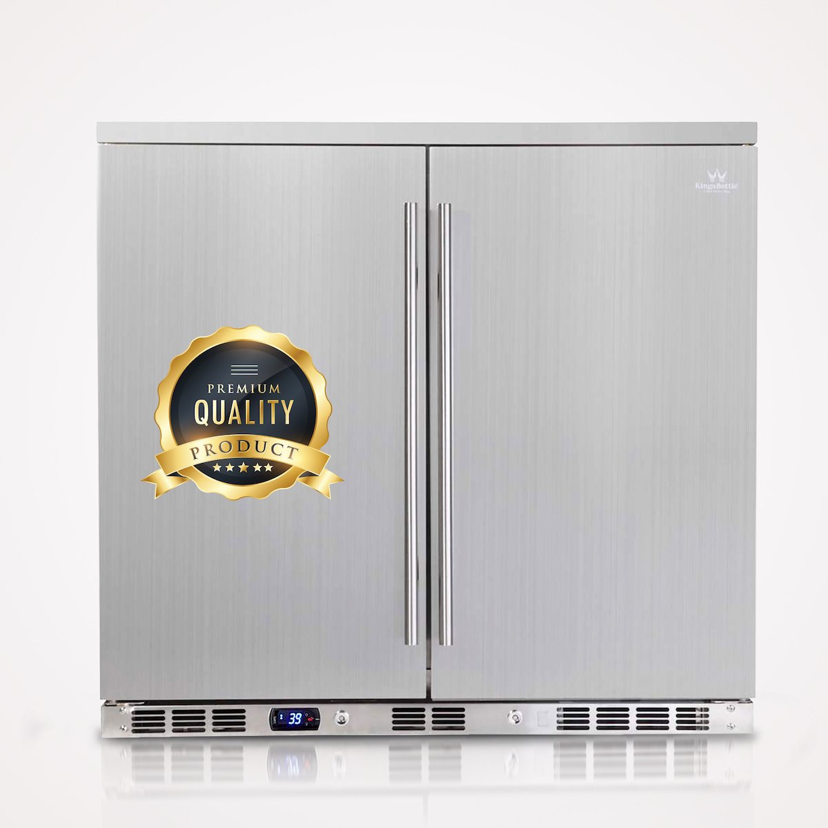 Kingsbottle 36 Inch Outdoor Beverage Refrigerator 2 Door For Home KBU56ASD-Wine Coolers-The Wine Cooler Club